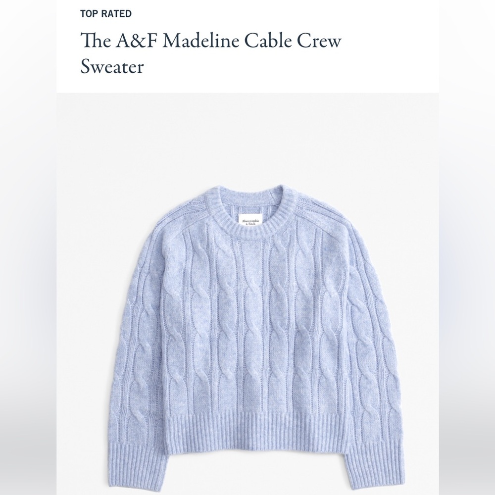 Madeline cable crew sweater light blue abercrombie and fitch